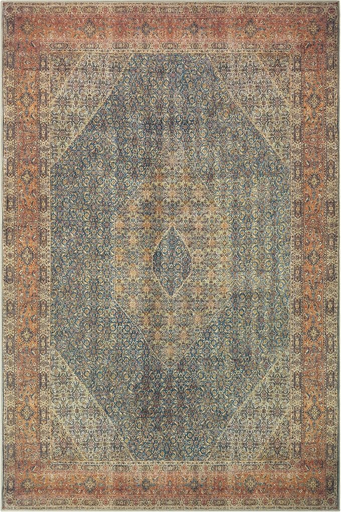 Keen Home Design 6x9 Rug - Machine Washable Area Rug with Non-Slip Backing, Ideal for Living Room, Dining Room, Bedroom - Vintage, Easy Clean, Durable, Low Pile Rug - (6' x 9')