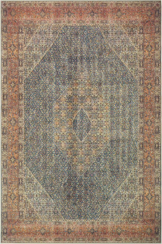 Keen Home Design 9x12 Rug - Machine Washable Area Rug with Non-Slip Backing, Ideal for Living Room, Dining Room, Bedroom - Vintage, Easy Clean, Durable, Low Pile Rug - (9' x 12')