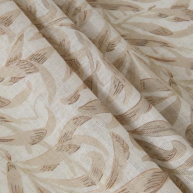 RoomTalks Boho Farmhouse Window Curtains 84 Inches Length 2 Panels Faux Linen Light Filtering, Cottagecore Rustic Country Vintage Cute Botanical Floral Curtain Panels for Bedroom Dining Living Room