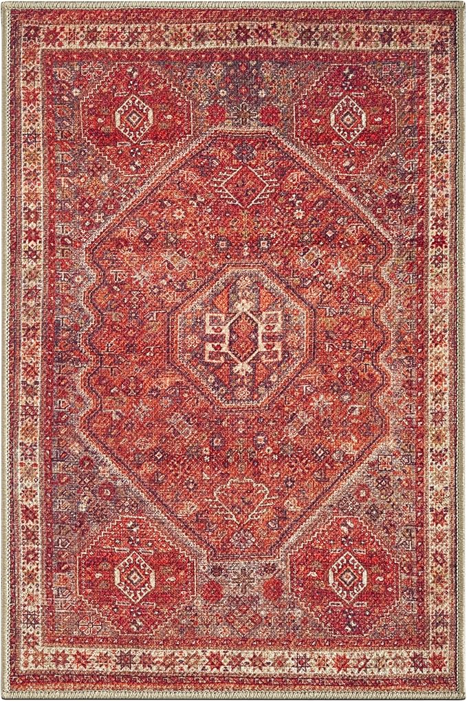 Keen Home Design 2x3 Rug - Machine Washable Entry Rug with Non-Slip Backing, Ideal for Enteryway, Kitchen, Bathroom, Laundry Room - Vintage, Easy Clean, Durable, Low Pile Rug - (2' x 3')