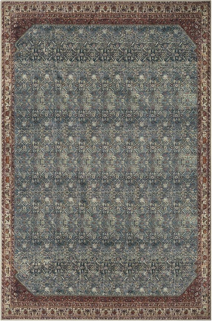 Keen Home Design 10x14 Rug - Machine Washable Area Rug with Non-Slip Backing, Ideal for Living Room, Dining Room, Bedroom - Vintage, Easy Clean, Durable, Low Pile Rug - (9'7" x 14')