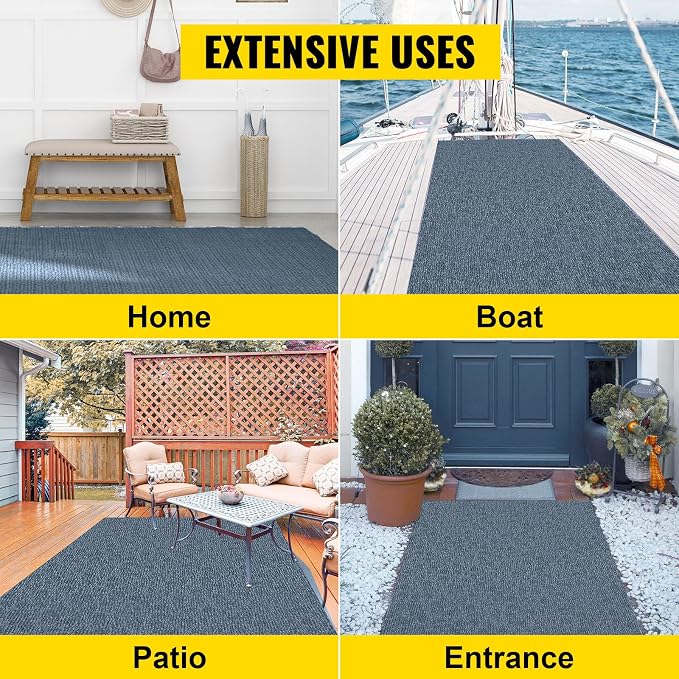 Happybuy 6 ft x 18 ft Grey Marine Carpet for Boats Waterproof - 0.18" Thick Indoor Outdoor Rug Carpet Roll for Home Patio Porch Deck