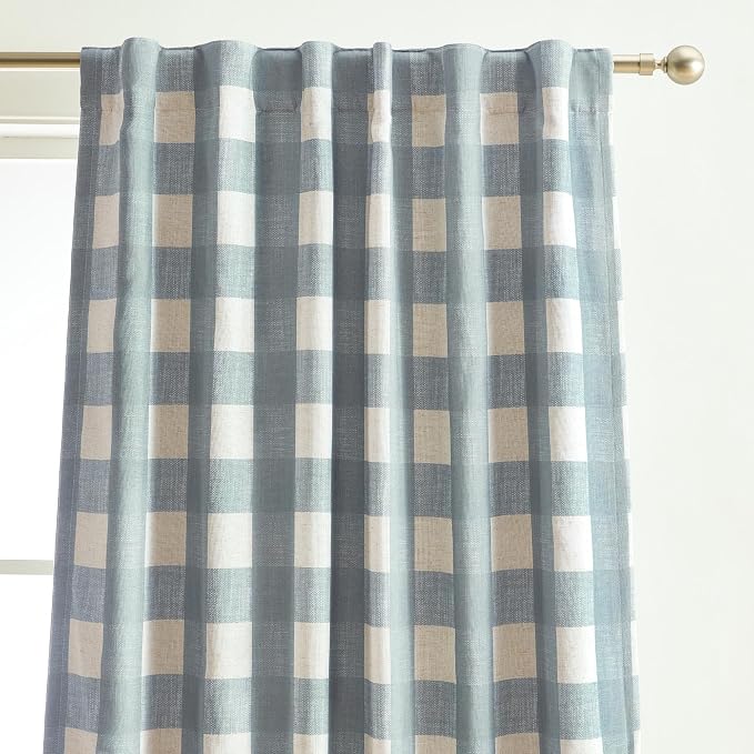 Grainger Rod Pocket Back Tab Window Curtain Panel, Chambray - 52" W x 63" L