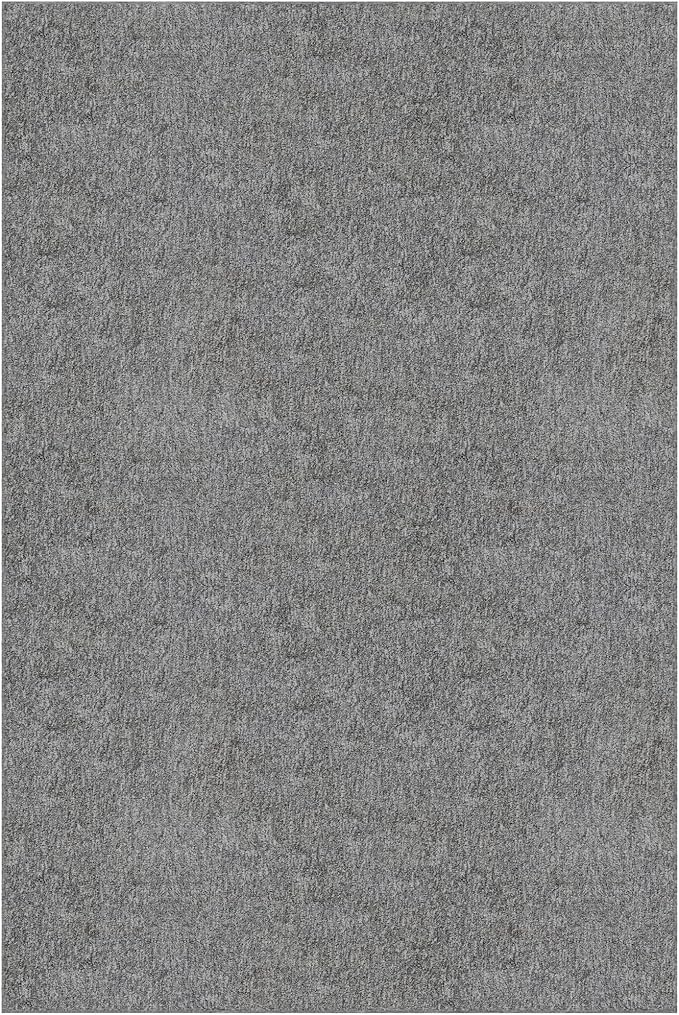 Ottomanson 6'6" x 10' Ultra-Thin Area Rug Durable Non-Slip Carpet for High-Traffic Areas - Fits Under Doors for Easy Use - Ideal for Living Room, Bedroom, Kitchen, Bathroom & Entryway, Gray