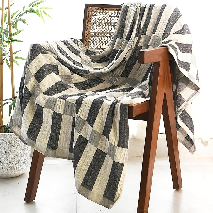 Folkulture Throw Blanket for Couch 50" x 60", 100% Recycled Cotton Blanket and Throws for Chair, Soft Throw Blanket for Bed or Bed Throws for Sofa, Boho