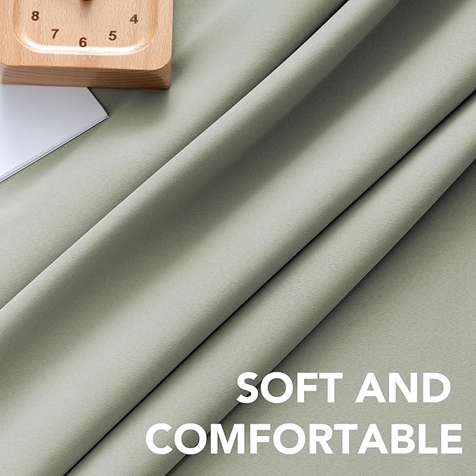 H.VERSAILTEX Blackout Curtains Thermal Insulated Window Treatment Panels Room Darkening Blackout Drapes for Living Room Back Tab/Rod Pocket Bedroom Draperies, 52 x 96 Inch, Light Sage,2 Panels