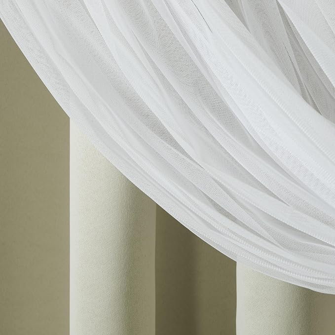 TOWN & COUNTRY LUXE Talia Double Layer Indoor Curtains, Sheer and Room Darkening Blackout, Grommet Top, Energy Efficient, 2-Pack Set, 52"x63", Sand