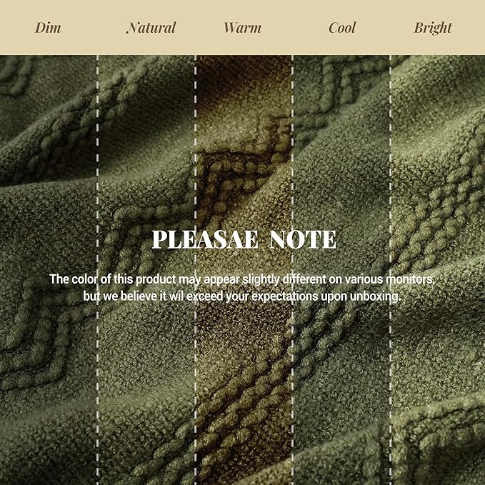 BATTILO HOME Olive Green Throw Blanket for Couch, Soft Army Green Blanket with Tassels for Home Decor, Decorative Knitted Throws for Couch Cover, 50"x60"