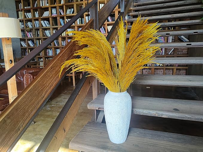 Golden Pampas Grass Decor Tall,Dried Pampas Grass, Pompas Floral for Vase, Elegant Feather Flowers for Wedding Decorations, Living Room Decor (Natural Gold, 8pcs 31.5"(80cm))