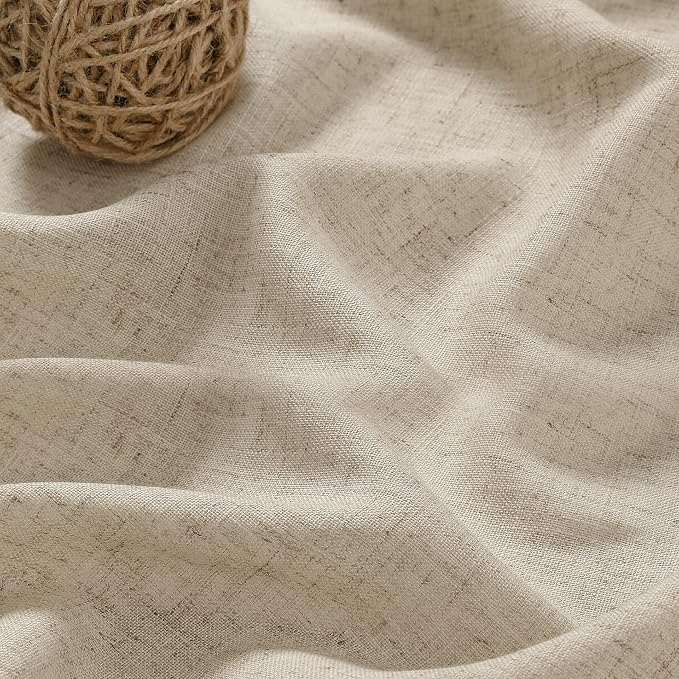 Aersas Taupe Burlywood Linen Curtains 84 Inches Length for Living Room Flax Texture Wave Fabric Semi Sheer with Rod Pocket Back Tab for Bedroom Balcony Light Filtering Neutral Home Decor 52x84