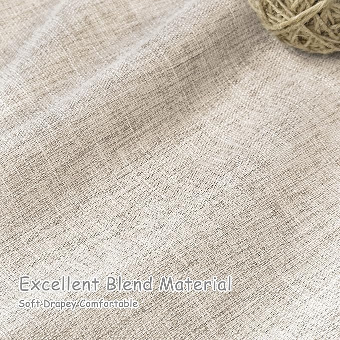 UHITECH Blackout Curtains 42 Inch Length 2 Panels Set for Bedroom Oatmeal Linen Textured Thermal 100% Black Out Curtain for Living Room with Back Tab Rod Pocket Track System