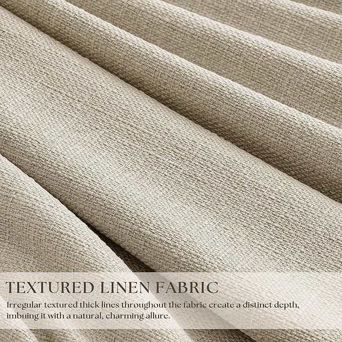 Extra Wide Blackout 60 x 84 Inch Curtains 1 Panel for Bedroom, Beige Oatmeal Pinch Pleat Room Darkening Pinch Pleated Curtain Sound Dampening for Sliding Patio Door Large Window Drapes