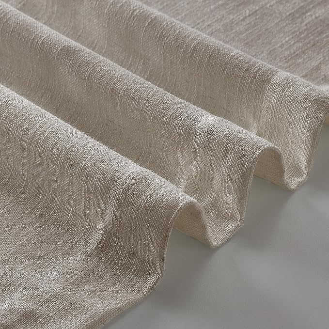 Burlywood Birch Pinch Pleated Linen Curtains 63 Inch Length 2 Panels for Living Room Bedroom Memory Trained Semi Sheer Short Pleat Drapes with Hooks Rings Back Tab Window Curtain Cabin Closet 40x63