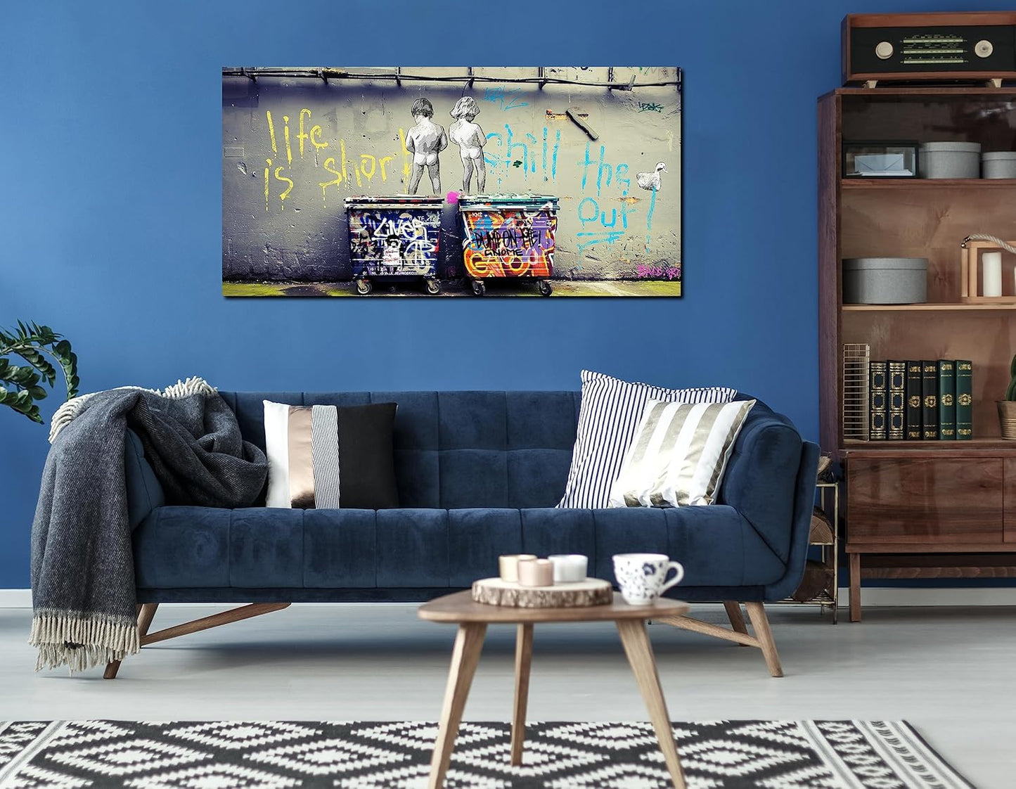 Graffiti Wall-Art - Large Abstract Art Wall Decor - Canvas Wall Art for Living Room Ready to Hang Size 59" x 29"