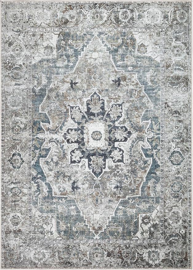 Keen Home Design 9x12 Rug - Machine Washable Area Rug with Non-Slip Backing, Ideal for Living Room, Dining Room, Bedroom - Vintage, Easy Clean, Durable, Low Pile - (9' x 12')