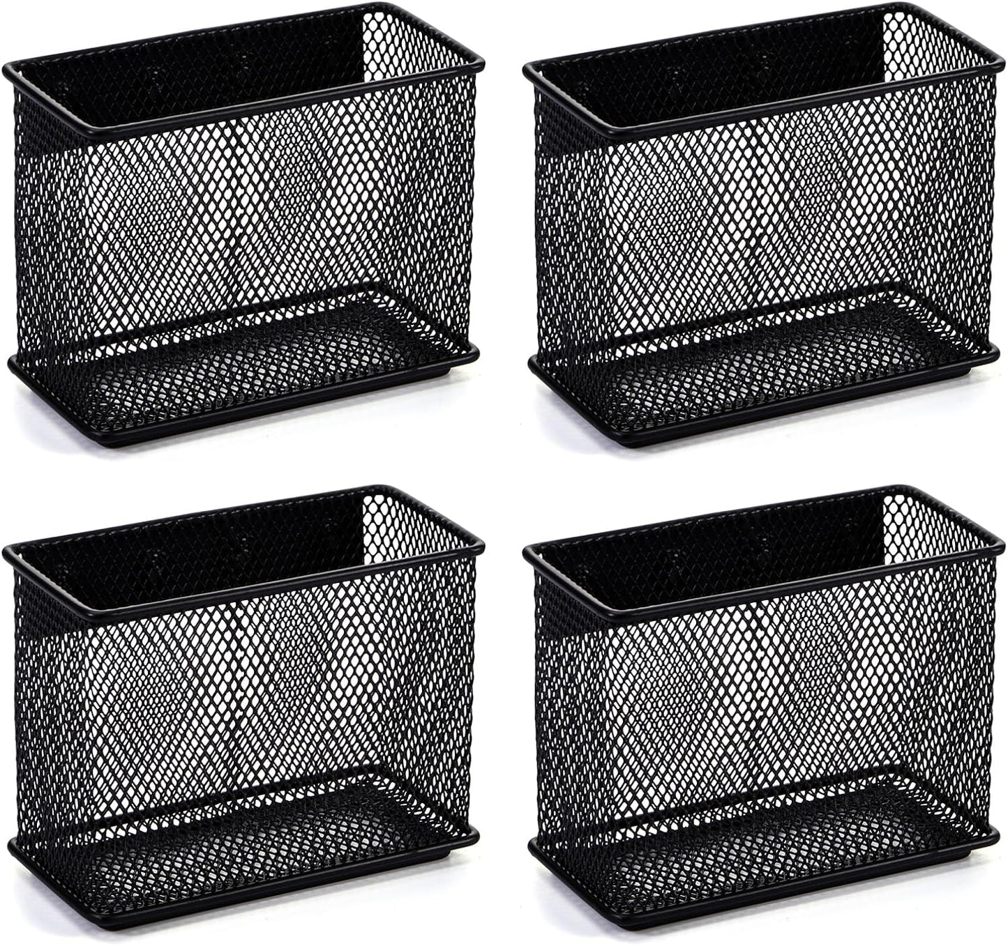 4.5' × 2.2'' × 3.5'' Magnetic Basket for Whiteboard Black Magnetic Basket for Fridge Magnetic Organizer Holder with 4 Strong Magnets Magnetic Holder for Refrigerator Locker,Set of 4