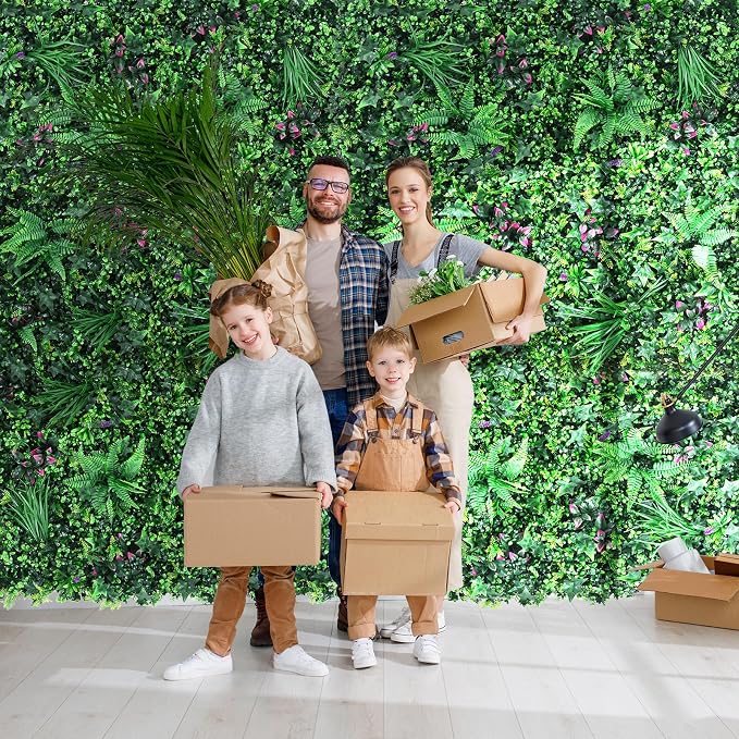fanado Grass Wall Panels 20"x20"(12pcs), Artificial Hedge Greenery Wall Backdrop, Plant Wall, UV Protected Privacy Fence Screen, Greenery Wall Decor for Outdoor Indoor Wedding Décor