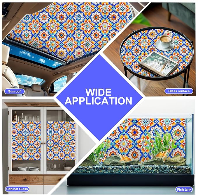 SOMWISE Frosted Glass Window Privacy Film with Tools, Heat Blocking, Anti-UV, Anti-Glare, Static Cling, Decor for Home Bathroom Door, Renter Friendly, Removable, Reusable, Blue 17.5Inchx78.5Inch