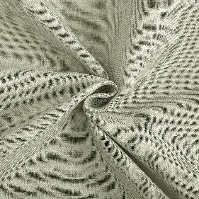 Linen Blend Sage Green Curtains 45 inch Length 2 Panels for Bedroom Back Tab Light Filtering Semi Sheer Drapes Linen Cotton Textured Light Green Airy Modern Farmhouse Living Room Sage Aesthetic Decor