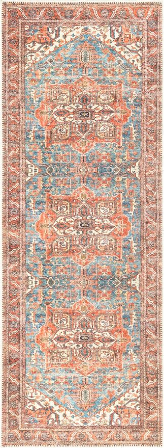 Keen Home Design 30"x120" Rug - Machine Washable Runner with Non-Slip Backing, Ideal for Hallway, Entryway, Kitchen, Laundry Room - Vintage, Easy Clean, Durable, Low Pile Rug - (2'6" x 10')