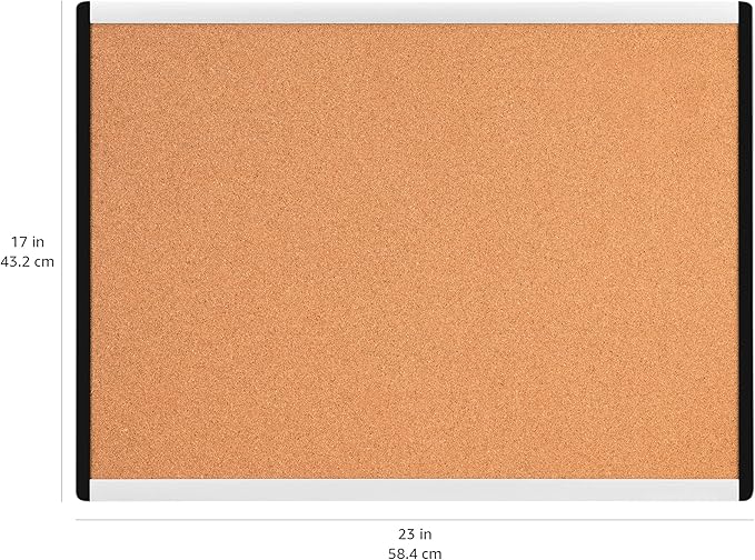 Amazon Basics Cork Bulletin Board, 17" x 23", Pin Board for Office & Home, Wall Organizer with Aluminum Frame, Lightweight, Easy to Install, 3-Pack