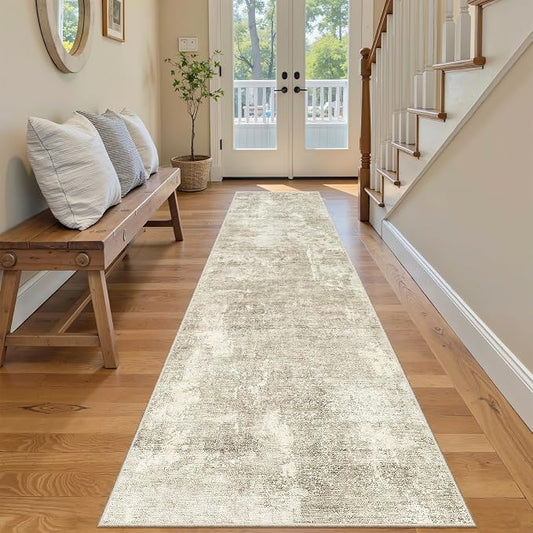 Soalmost Runner Rug 2x8 Washable Non-Slip Hallway Runner Rugs for Kitchen Bathroom Laundry Room Beige Gray Vintage Floor Carpet Runners for Hallways Entryway
