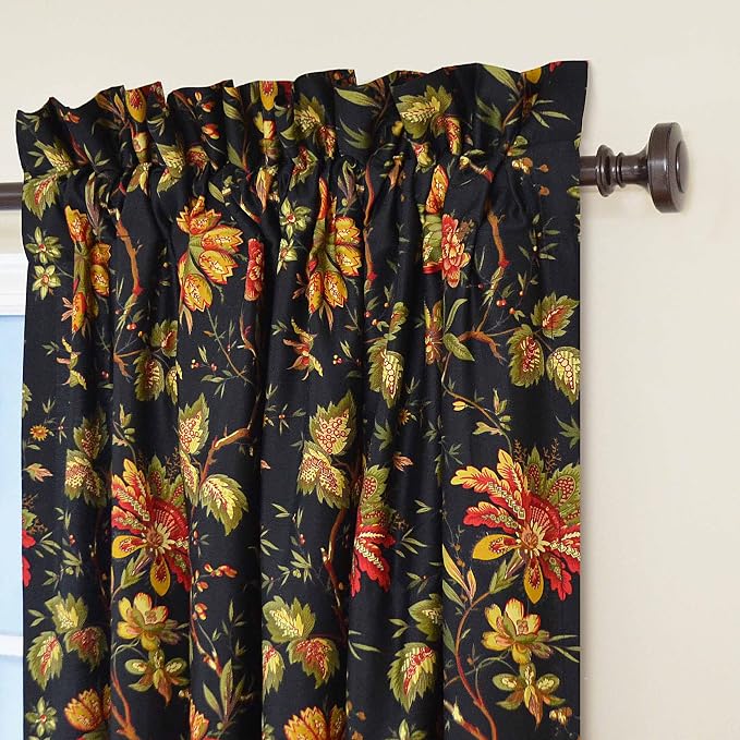 Waverly Felicite Noir Window Panel - 100% Cotton Sateen - 50" X 84"