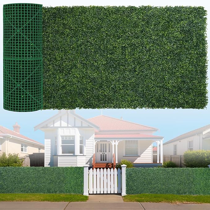 Artificial Boxwood Roll, 40x160 in(44 sqft) UV-Anti Faux Ivy Grass Wall Backdrop for Balcony Privacy, Fake Greenery Wall Decor for Garden, Patio, Backyard