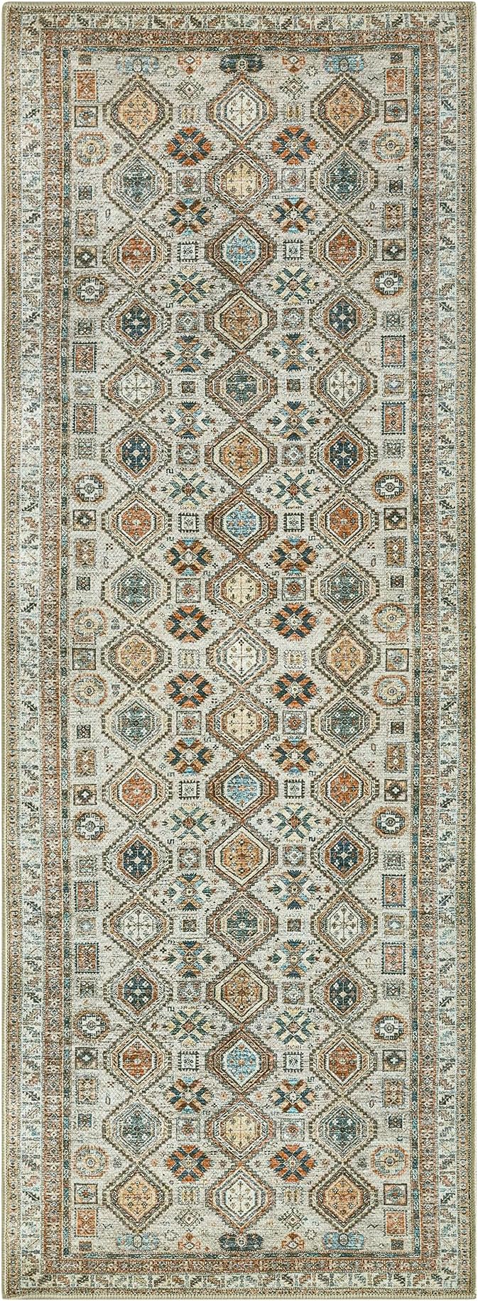 Keen Home Design 30"x120" Rug - Machine Washable Runner Rug with Non-Slip Backing, Ideal for Hallway, Entryway, Kitchen, Laundry Room - Vintage, Easy Clean, Durable, Low Pile - (2'6" x 10')