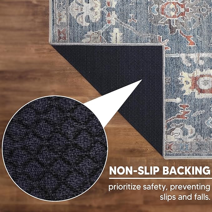 Keen Home Design 30"x144" Rug - Machine Washable Runner Rug with Non-Slip Backing, Ideal for Hallway, Entryway, Kitchen, Laundry Room - Vintage, Easy Clean, Durable, Low Pile - (2'6" x 12')