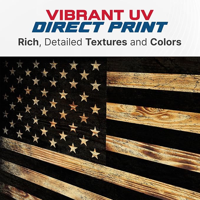 CornholeAce Burnt Wood USA Flag - Premium Wood American Flag Wall Art – UV Printed on Baltic Birch Plywood (47.75" x 23.75") – Easy-Mount | Made in USA