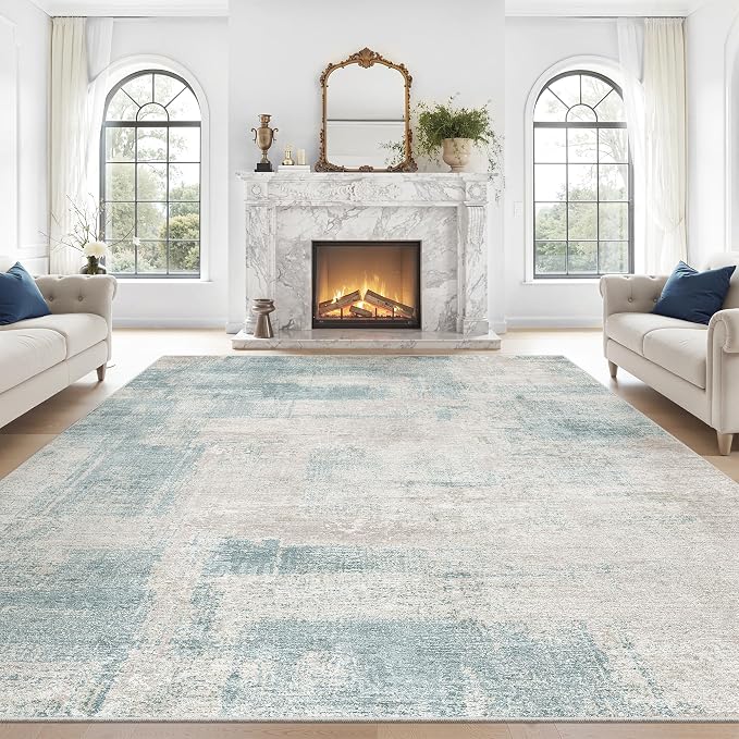 zesthome 9x12 Area Rugs for Living Room, Non-Slip Backing Washable Rug, Modern Abstract Area Rug, Stain Resistant Rugs for Bedroom, Ultra-Thin Large Area Rugs, Area Rug 9x12