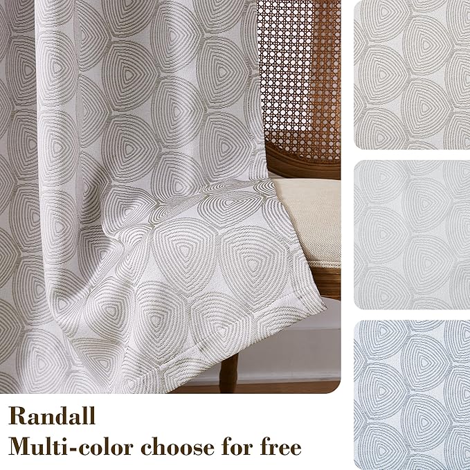 Randall Tan Geometric Pattern Curtains 95 Inch Length 2 Panels Set for Living Room 90% Blackout Back Tab and Rod Pocket Elegant Neutral Farmhouse Decor Curtain for Bedroom Dinner Room 40x95