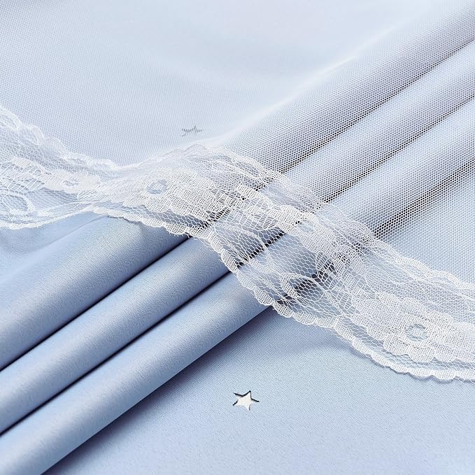 XiDi Light Blue Blackout Curtains for Girls Bedroom Living Room 63 Inches Long 2 Panels Star Curtains Boys Kids Room Darkening Thermal Insulated Drapes Grommet Noise Reduction Window Treatments 34x63