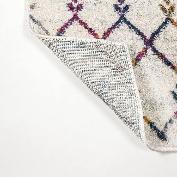 JONATHAN Y Boho Vintage Diamond Cream/Multi Indoor Area Rug 4X6 ft, Moroccan Hype for Living Room, Bedroom, Kitchen, Office, Easy-Cleaning, High Traffic, Pet-Friendly, Non-Shedding (MOH101H-4)