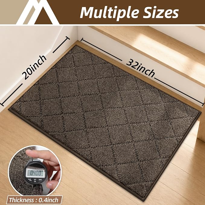 COSY HOMEER Edging Stair Treads Non-Slip Corner Indoor Stair Runners for Wooden Steps,Landing Slip Resistant Stair Rugs for Kids and Dogs, 100% Polyester TPE Backing,Brown,20"X32"