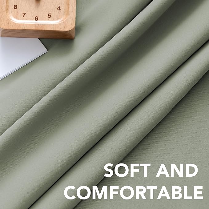 H.VERSAILTEX Blackout Curtains Thermal Insulated Window Treatment Panels Room Darkening Blackout Drapes for Living Room Back Tab/Rod Pocket Bedroom Draperies (2 Panels, Sea Grass, 52 x 96 Inch)