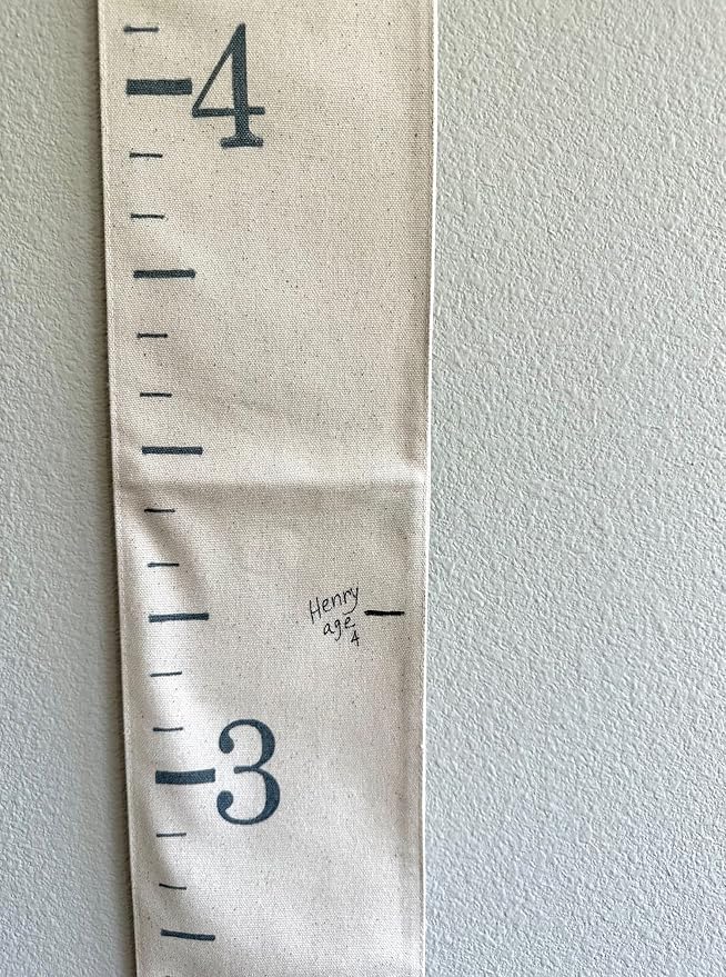 Growth Chart for Wall - Canvas Fabric Natural Color - Big Brother Big Sister Gift Children Height Chart Measure Childs Growth Kids Room Decor Nursery Wall Ruler and Pen