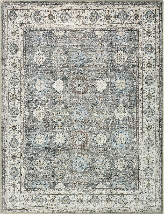 Keen Home Design 48"x72" Rug - Machine Washable Area Rug with Non-Slip Backing, Ideal for Living Room, Dining Room, Bedroom - Vintage, Easy Clean, Durable, Low Pile Rug - (4' x 6')