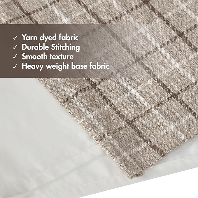 Madison Park Anaheim Cabin Plaid Curtain Window, Thermal Insulated Fleece Lining, Living Room Decor Room Darkening Drape for Bedroom, 1-Single Panel Pack, 50x84, Rod Pocket & Front Tab, Brown