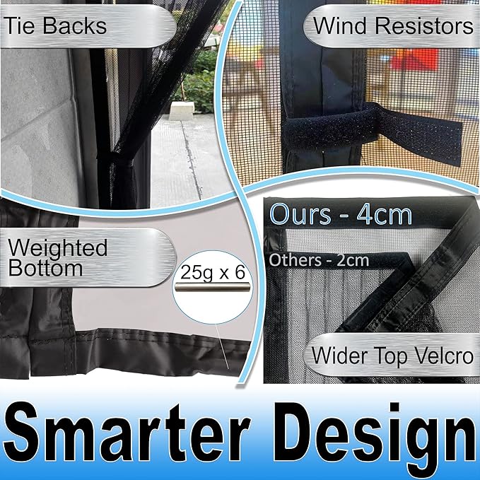 Magnetic Screen Door for Pets – Premium Reinforced Pet-Friendly Design with Heavy-Duty Magnets, Durable Mesh, and PET Material – Fits Doors Up to 37"x82" – Black – by Sentry Screens