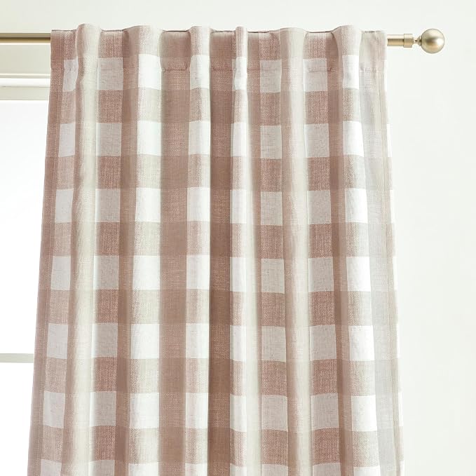 Grainger Rod Pocket Back Tab Window Curtain Panel, Linen - 52" W x 63" L