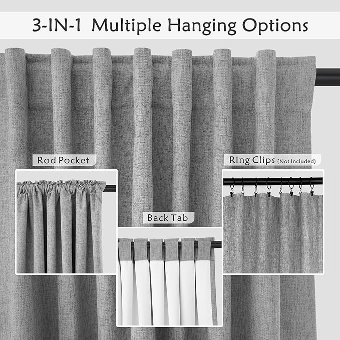 UHITECH 36 Inch Curtains for Cafe Short Blackout Curtains for Living Room Small Window Panels Back Tab Modern Thermal Blackout Out Drapes Room Darkeing