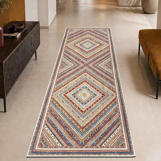 Keen Home Design 30"x120" Rug - Machine Washable Runner Rug with Non-Slip Backing, Ideal for Hallway, Entryway, Kitchen, Laundry Room - Vintage, Easy Clean, Durable, Low Pile - (2'6" x 10')