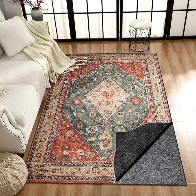 Waterproof Rug Pad, 9x12 Ft Under Area Rug Carpet Pad, Non Slip Rug Pads for All Floors and Hardwood Floors Finishes, Keep Carpets in Place Soft and Prevent Rug from Wrinkling or Buckling
