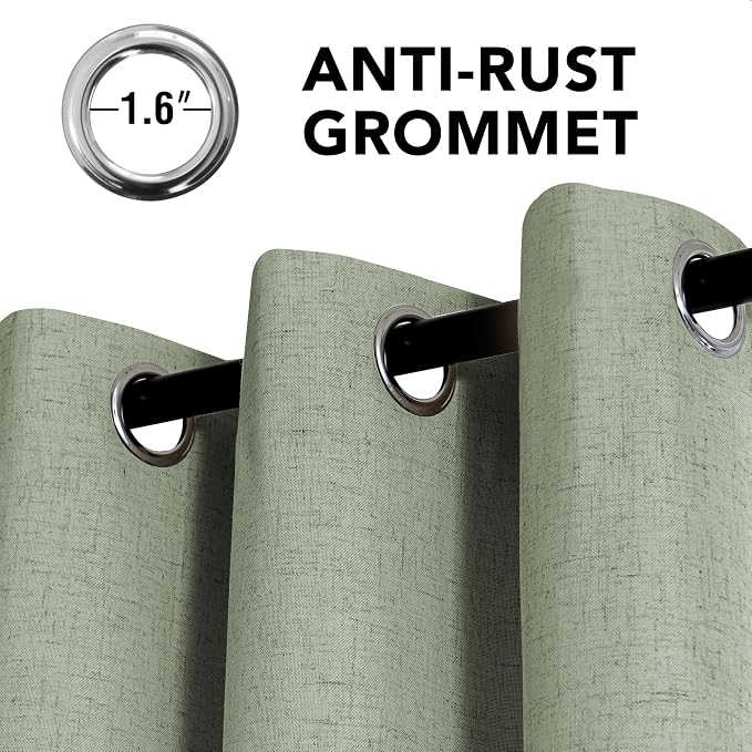 H.VERSAILTEX Linen Curtains 100% Blackout Curtains for Bedroom 102 inch Long Full Light Blocking Nature Linen Blended Window Curtains for Living Room Nickel Grommet (2 Panels, Heathered Tea)