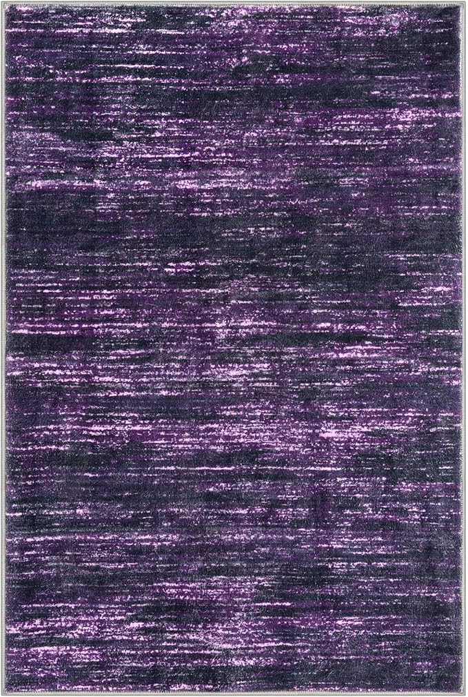 SIILOOM 5x7 Modern Abstract Area Rug for Bedroom, Purple White Large Super Soft Washable Rug with Non-Slip, Non-Shedding Rugs for Living Room, Indoor Door Mat for Home Décor