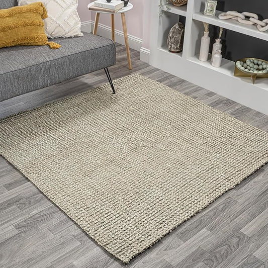 JONATHAN Y Pata Hand Woven Chunky Jute Gray 7x7 Square Indoor Area Rug, Bohemian, Rustic, Cottage, Easy-Cleaning for Living Room, Bedroom, Kitchen, Non-Shedding (NRF102C-7SQ)