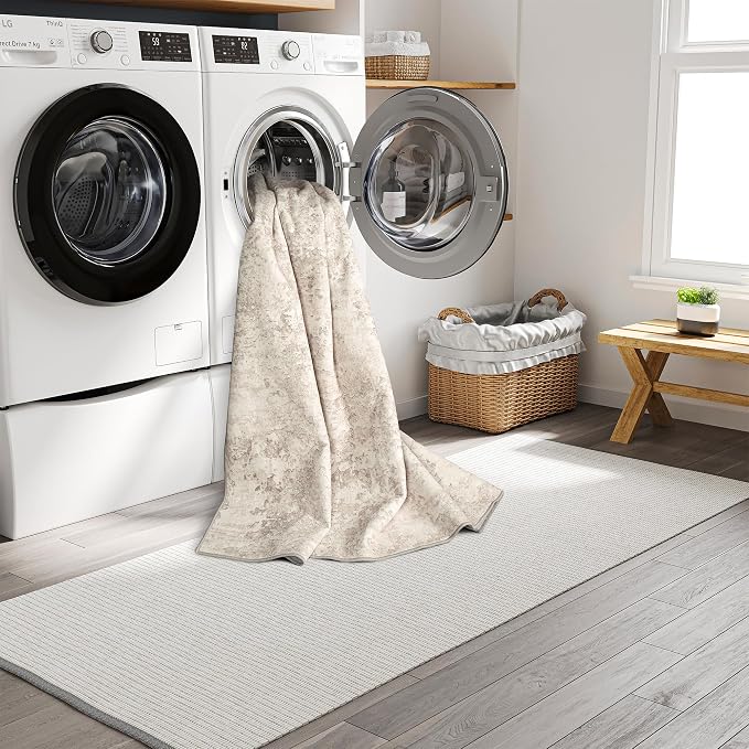 Art&Tuft Washable Rugs 3x5, Anti-Slip Backing Abstract 3x5 Rug, Stain Resistant Rugs for Living Room, Foldable Machine Washable Area Rug (3'x5', Beige)