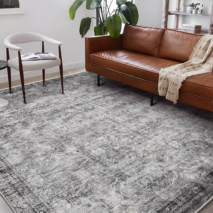 CHAMPLANT Washable Area Rug 10'x14' Boho Design Non-Shedding Easy Care Ideal for High Traffic Areas in Living Room Bedroom Office Coffee Table Kitchen Large Carpet